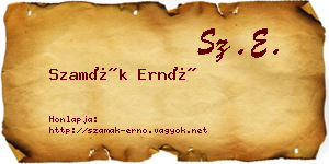 Szamák Ernő névjegykártya